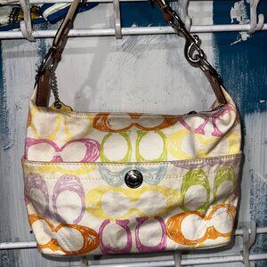 Coach Hampton Pastel/Multicolored Scribble Hobo Bag